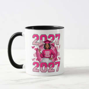 Sie hat das Abschlussjahrgang 2027 Pinke Abschluss Tasse