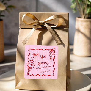 Sie hat das Eis Hochzeitsparty Geschenk bekommen Quadratischer Aufkleber