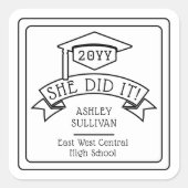 Sie hat den Namen des Abschlusses Grand Cap | Schu Quadratischer Aufkleber (Vorderseite)