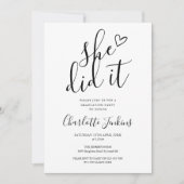 Sie hat Drehbuch Foto Graduation Party Einladung (Vorderseite)