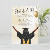 Sie hat eine Female Graduation Party gemacht Einladung (Stehend Vorderseite)