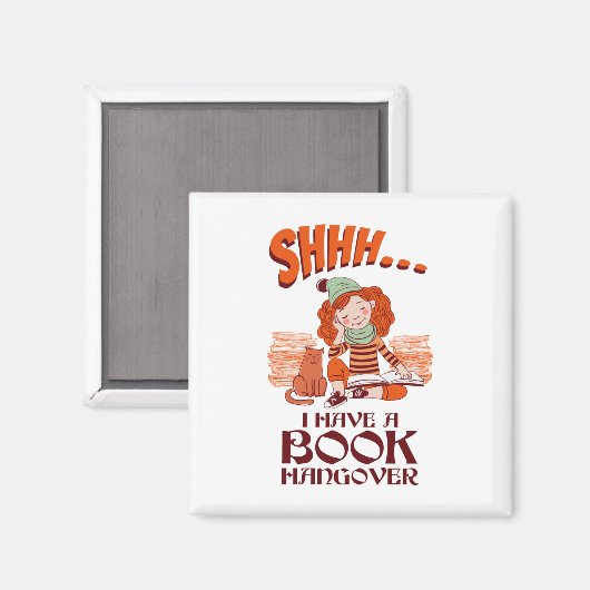 Sie hat einen Buchhangover-Funny-Buchwurm Magnet (Vorderseite/Rückseite)