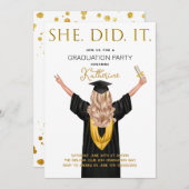 Sie hat es Abschluss gemacht Einladung (Vorne/Hinten)