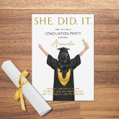 Sie hat es Abschluss gemacht Einladung