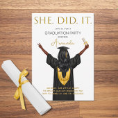 Sie hat es Abschluss gemacht Einladung