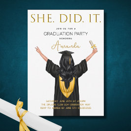 Sie hat es Abschluss gemacht Einladung