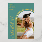 Sie hat es Aquamarin gemacht, den Abschluss des mo Folieneinladung (Vorderseite)