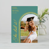 Sie hat es Aquamarin gemacht, den Abschluss des mo Folieneinladung (Stehend vorne)