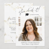 Sie hat es Foto Abschluss Ankündigung getan (Vorne/Hinten)