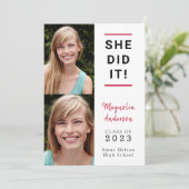 Sie hat es Foto Abschluss Ankündigung getan (Stehend Vorderseite)