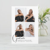 Sie hat es geschafft! 4-Foto-Collage-Abschlussfeie Einladung (Stehend Vorderseite)