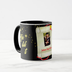 Sie hat es geschafft Abschlusszertifikat mit Foto Tasse