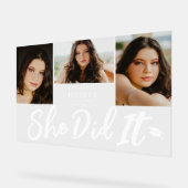 Sie hat es geschafft Brush Script 3 Foto-Abschluss Acrylschild (Winkel)