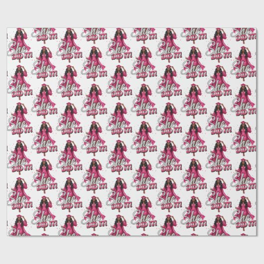 Sie hat es geschafft Schwarze Frau Pink & Silver A Geschenkpapier (Flach)