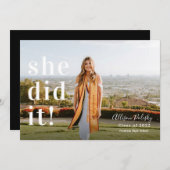 Sie hat es getan! Abschluss Foto Class 2022 Ankündigung (Vorne/Hinten)