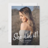 Sie hat es getan! Abschluss Foto Einladung (Vorderseite)