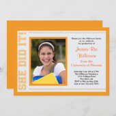 Sie hat es getan!Abschluss Foto Einladung (Vorne/Hinten)