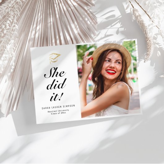 SIE HAT ES GETAN | Abschluss-Karte mit einfachem S Einladung