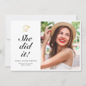 SIE HAT ES GETAN | Abschluss-Karte mit einfachem S Einladung (Vorderseite)