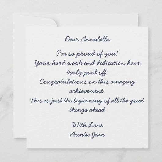 Sie hat es getan! Abschlussglückwünsche Karte (Rückseite)