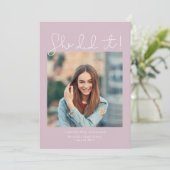 Sie hat es getan! Foto der Graduierungspartei Einladung (Stehend Vorderseite)