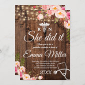 Sie hat es getan - Nursing School Graduation Party Einladung (Vorne/Hinten)