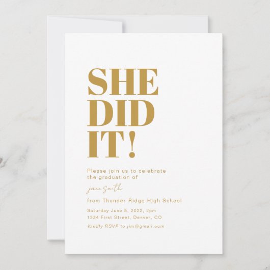 Sie hat es getan! Vorlage für die Einladung der Pr (Vorderseite)