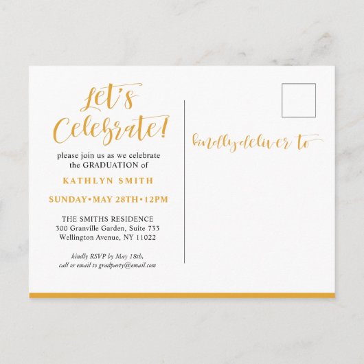 Sie hat es moderne Script Girl Foto Abschluss Einladungspostkarte (Rückseite)