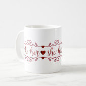 Sie hat Extravagante rote Doodles Kaffeetasse (Vorderseite Links)