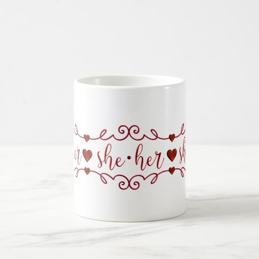 Sie hat Extravagante rote Doodles Kaffeetasse (Mittel)