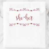 Sie hat Extravagante rote Doodles Rechteckiger Aufkleber (Tasche)