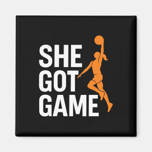 Sie hat Game Sketll Girl Dunk Empowerment Athleten Magnet
