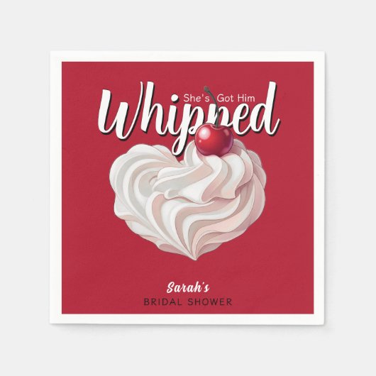 Sie hat ihm das Brautparty Cream Cherry Got Serviette (Vorderseite)
