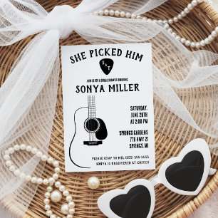 Sie hat ihn gepickt! Gitarre und Pick-Brautparty Einladung