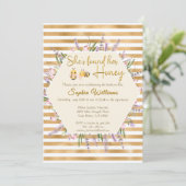 Sie hat ihr Brautparty aus honiggoldenen Streifen Einladung (Stehend Vorderseite)