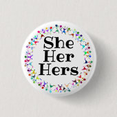 Sie hat ihre Pronomen im Kreis der menschlichen Fi Button (Vorderseite)