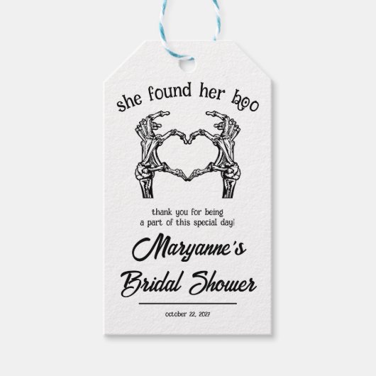 Sie hat ihren Boo gefunden! Halloween Brautparty F Geschenkanhänger (Vorderseite)