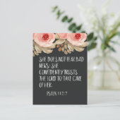 Sie hat keine Angst schlechte Nachrichten Psalm 11 Postkarte (Stehend Vorderseite)