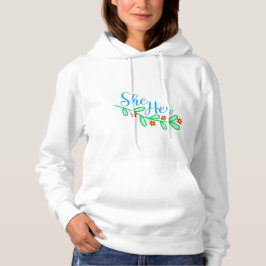 Sie hat sie in Blume Hoodie