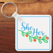 Sie hat sie in Blume Schlüsselanhänger (Vorderseite)