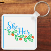 Sie hat sie in Blume Schlüsselanhänger (Rückseite)