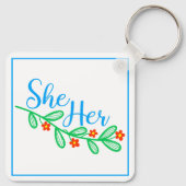 Sie hat sie in Blume Schlüsselanhänger (Rückseite)