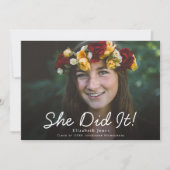 Sie hat Skript-Abschluss-Foto-Ankündigung Ankündigung (Vorderseite)