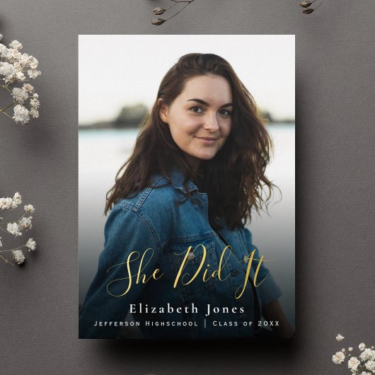 Sie hat Skript-Abschluss-Foto Folieneinladung