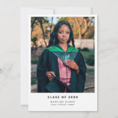 Sie hat Skript Minimal Foto Graduation Party Einladung (Rückseite)