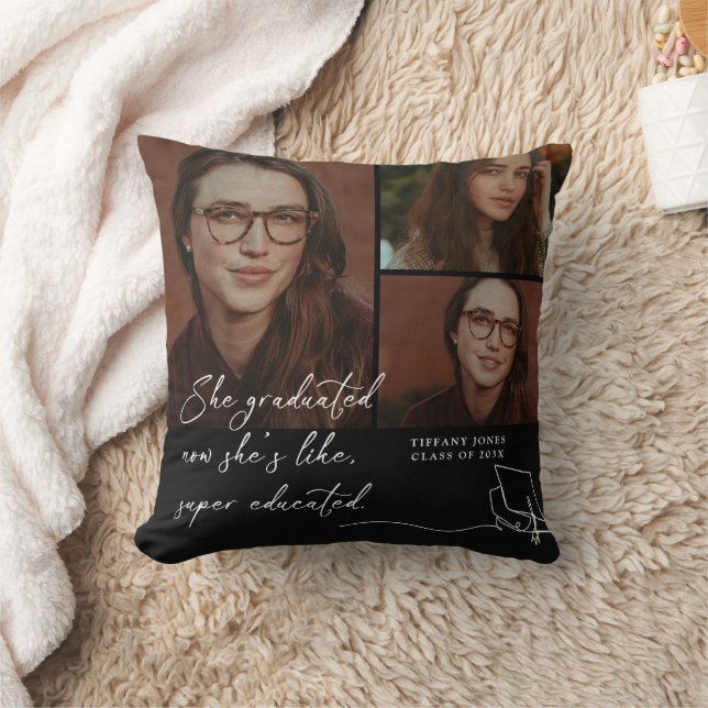 Sie hat Super Educated Foto Abschluss Kissen (Decke)