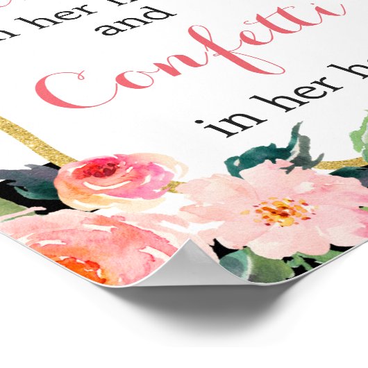 Sie hatte einen Cocktail in der Hand Konfetti im H Poster (Ecke)