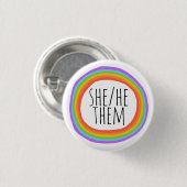 SIE/HE/SIE Pronouns farbenfroher Regenbogenkreis Button (Vorne & Hinten)