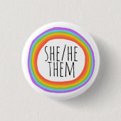 SIE/HE/SIE Pronouns farbenfroher Regenbogenkreis Button (Vorderseite)