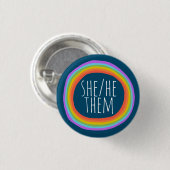 SIE/HE/SIE Pronouns farbenfroher Regenbogenkreis Button (Vorne & Hinten)